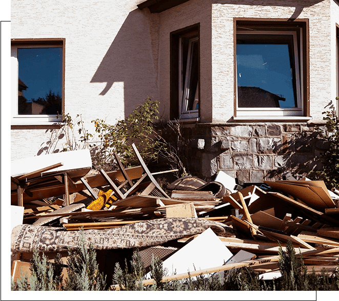 A house that has been demolished and destroyed.